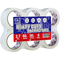 PERFECTAPE Heavy Duty Packing Tape 6 Rolls, Total 360Y, Clear, 2.7 mil, 1.88 inch x 60 Yards, Ultra Strong, Refill for…
