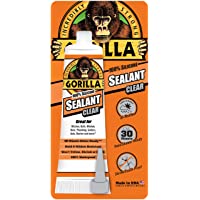 Gorilla Clear 100% Silicone Sealant Caulk, 2.8 Ounce Squeeze Tube, Clear, (Pack of 1)