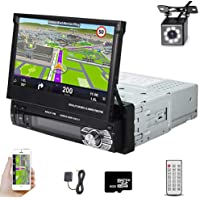 Car Stereo in Dash Single DIN 7 Inch HD Flip Out Touch Screen Radio GPS Head Unit Support Bluetooth Hands-Free GPS…