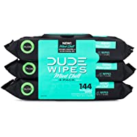 DUDE Wipes Flushable Wet Wipes Dispenser, Mint Chill, 48 Count (Pack of 3) Scented Wet Wipes with Vitamin-E, Aloe…