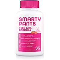 SmartyPants Teen Girl Formula, Daily Multivitamin Gummies: Vitamins C, B12, K, Zinc, & Biotin for Immune Support, Energy…