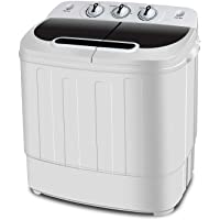 SUPER DEAL Compact Mini Twin Tub Washing Machine, Portable Laundry Washer w/Wash and Spin Cycle Combo, Built-in Gravity…