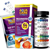 AQUA CARE PRO Freshwater Aquarium Test Strips 6 in 1 - Fish Tank Test Kit for Testing pH Nitrite Nitrate Chlorine…