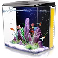 FREESEA 1.2 Gallon Betta Aquarium Fish Tank with LED Light and Filter Pump