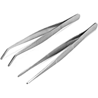 7.1 inches Stainless Steel Tweezers All-purpose Forceps Professional Tweezers Tongs and Comfortable Ridged Handle…