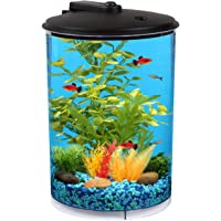 Koller Products 3-Gallon 360 Aquarium with LED Lighting (7 Color Choices) and Power Filter, Ideal for a Variety of…