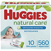 Baby Wipes, Huggies Natural Care Refreshing Baby Diaper Wipes, Hypoallergenic, Scented, 10 Flip-Top Packs (560 Wipes…