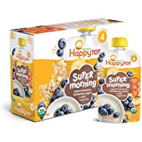 Happy Tot Organics Stage 4 Super Morning Organics Bananas Blueberries Yogurt & Oats + Super Chia, 4 Ounce Pouch (Pack of…