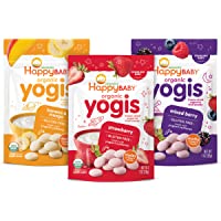 Happy Baby Organics Yogis Freeze-Dried Yogurt & Fruit Snacks, 3 Flavor Variety Pack, 1 Ounce (Pack of 3)