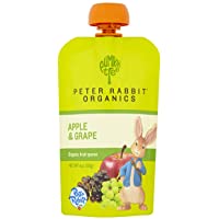 Peter Rabbit Organics, Organic Apple and Grape 100% Pure Fruit Snack, 4 Ounce Squeeze Pouches (Pack of 10)