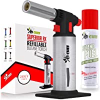 Kitchen Torch, blow torch - Refillable Butane Torch With Safety Lock & Adjustable Flame + Fuel gauge - Culinary Torch…