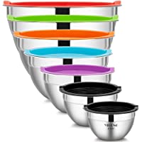 7 Piece Mixing Bowls with Lids for Kitchen, YIHONG Stainless Steel Mixing Bowls Set Ideal for Baking, Prepping, Cooking…