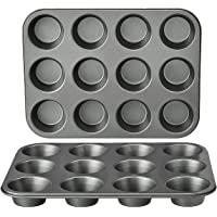 Amazon Basics Nonstick Muffin Baking Pan, 12 cups - Set of 2