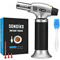 Sondiko Butane Torch, Refillable Kitchen Torch Lighter, Fit All Butane Tanks Kitchen Torch with Safety Lock and…