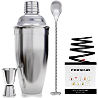 Best Cocktail Shaker Set: Large 24oz Stainless Steel Martini Shaker Drink Mixer Set with Bar Tools: Ice Strainer, Jigger…