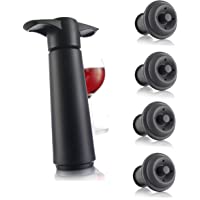 Vacu Vin Wine Saver Pump with Vacuum Bottle Stoppers (Black)