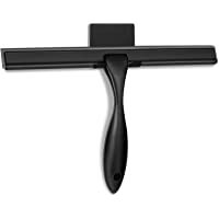 HIWARE All-Purpose Shower Squeegee for Shower Doors, Bathroom, Window and Car Glass - Black, Stainless Steel, 10 Inches