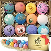 LifeAround2Angels Bath Bombs Gift Set 12 USA made Fizzies, Shea & Coco Butter Dry Skin Moisturize, Perfect for Bubble…