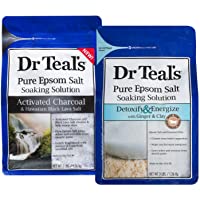 Dr Teal's Epsom Salt Soaking Solution Detoxify & Energize and Activated Charcoal, 2 Count - 6lbs Total