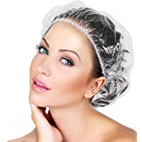 50PCS Disposable Shower Caps, Plastic Clear Thickening Bath Hair Cap and Thick Waterproof Bath Caps for Hair Treatment…
