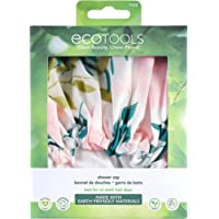 EcoTools Reusable Shower Cap for Women with Travel Storage Case, Made with Recycled and Sustainable Materials, White…