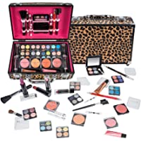 SHANY Carry All Makeup Train Case with Pro Makeup and Reusable Aluminum Case - Leopard