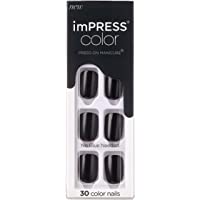 KISS imPRESS Color Press-On Manicure, Gel Nail Kit, PureFit Technology, Short Length, “All Black”, Polish-Free Solid…