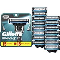 Gillette Mach3 Mens Razor Blade Refills, 15 Count