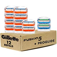 Gillette Mens Razor Blade Refills, 10 Fusion5 Cartridges, 2 ProGlide Cartridges, Lubrastrip for a More Comfortable Shave