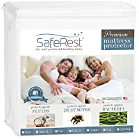 SafeRest Mattress Protector – Queen, Premium, Cotton, Waterproof Mattress Cover Protectors – White