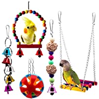 BWOGUE 5pcs Bird Parrot Toys Hanging Bell Pet Bird Cage Hammock Swing Toy Hanging Toy for Small Parakeets Cockatiels…