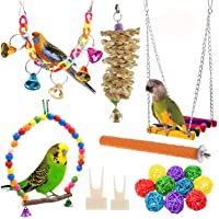 Anteer 12 Packs Bird Parrot Swing Chewing Toys - Hanging Bell Birds Cage Toys Suitable for Small Parakeets, Cockatiel…
