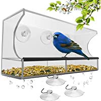 Nature's Hangout Clear Window Bird Feeder Weatherproof Bird House, Window Bird Feeders with Strong Suction Cups, Large…