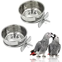 Food Grade Bird Feeder Bowl Cage Feeder, VARDO Quick Lock Cage Hanging Bowls for Small Animals and Birds--2 Packs