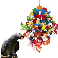 MEWTOGO Extra Large Bird Parrot Toys - Multicolored Wooden Blocks Tearing Toys for Birds Suggested for Cockatoos African…
