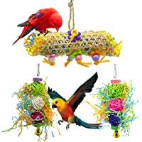 EBaokuup 3Pack Bird Chewing Toys Foraging Shredder Toy Parrot Cage Shredder Toy Bird Loofah Toys Foraging Hanging Toy…