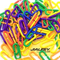 JIALEEY 100 Piece Plastic C-Clips Hooks Chain Links Rainbow C-Links Children's Learning Toys Small Pet Rat Parrot Bird…
