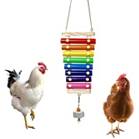Vehomy Chicken Xylophone Toy for Hens Suspensible Wood Xylophone Toy with 8 Metal Keys Chicken Coop Pecking Toy with…