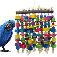 Deloky Large Bird Parrot Chewing Toy - Multicolored Natural Wooden Blocks Bird Parrot Tearing Toys Suggested for Large…