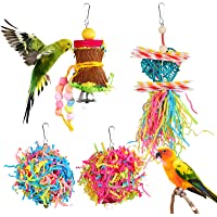 YUEPET 4 Pack Bird Shredder Toys Small Parrot Chewing Toys Parrot Cage Foraging Hanging Toy for Small Bird Parakeets…