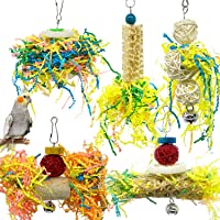 EBaokuup Bird Parrots Shredding Toys Parakeet Chewing Toys Bird Loofah Toys Parrot Cage Shredder Toys Bird Foraging…