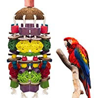 EBaokuup Large Bird Parrot Toys, Multicolored Wooden Blocks Bird Chewing Toy Parrot Cage Bite Toy for Macaws Cokatoos…