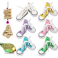 Bird Chewing Toys, 12 Pieces Parrot Sneakers Colorful Cotton Shredder Hanging Cage Bite Toys for Small Parakeets…