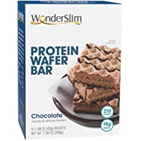 WonderSlim High Protein Wafer Bar, Chocolate - Low Calorie, Cholesterol Free, 15g Protein (5ct)