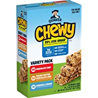 Quaker Chewy Lower Sugar Granola Bars, 3 Flavor Variety Pack 58 Count (Pack of 1)