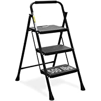HBTower 3 Step Ladder, Folding Step Stool with Wide Anti-Slip Pedal, 500lbs Sturdy Steel Ladder, Convenient Handgrip…