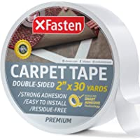 XFasten Double Sided Carpet Tape for Area Rugs, Residue-Free, 2-Inch x 30 Yards; Wood Super Strong and Heavy-Duty Rug…