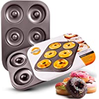 Cushina Donut Pan for Baking Healthy Mini Donuts, Bagels, Muffins and Cakes. Quality Non Stick Easy to Clean 6 Hole…