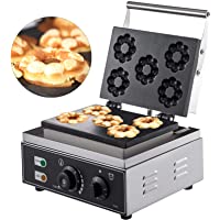 VBENLEM 110V Commercial Donut Machine Plum Flower 5 Holes Double-Sided Heating 50-300℃, Electric Doughnut Maker 1500W…