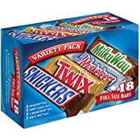 SNICKERS, TWIX, 3 MUSKETEERS & MILKY WAY Full Size Chocolate Candy Bars Variety Mix, 33.31-Ounce 18-Count Box